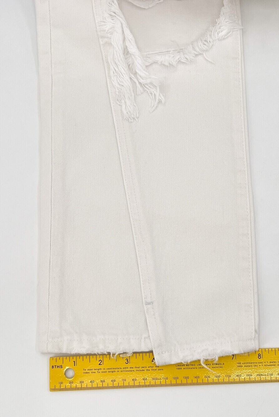 NEW Frame Jeans Womens 24 White Denim Distressed Ripped Mini Slit Le Jane Crop - Picture 9 of 15